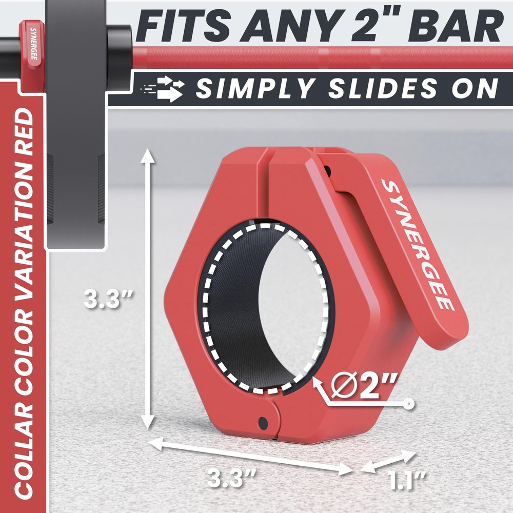 Red Magnetic Barbell Collars – Locking 2" Olympic Size Weight Clamps - Quick ...