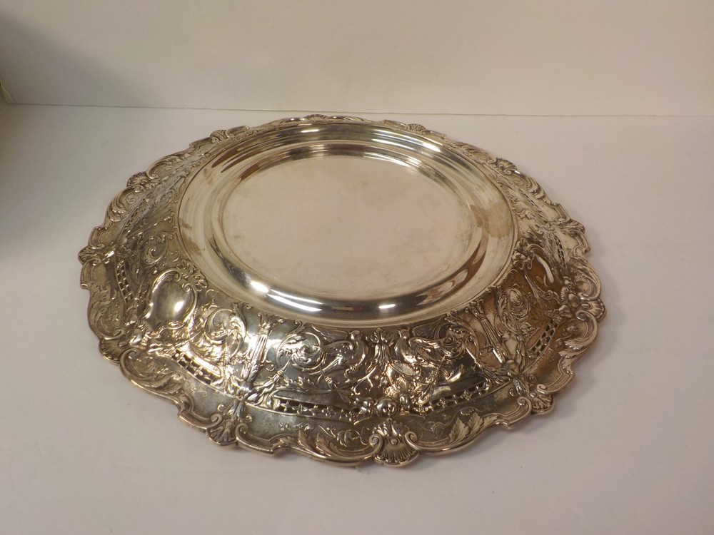 RARE Gorham ARABESQUE Sterling Silver Centerpiece & 15" Tray, Silverplate Insert