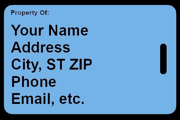 Personalized Sky Blue EMR (Blue) Luggage/Gear Bag Tag