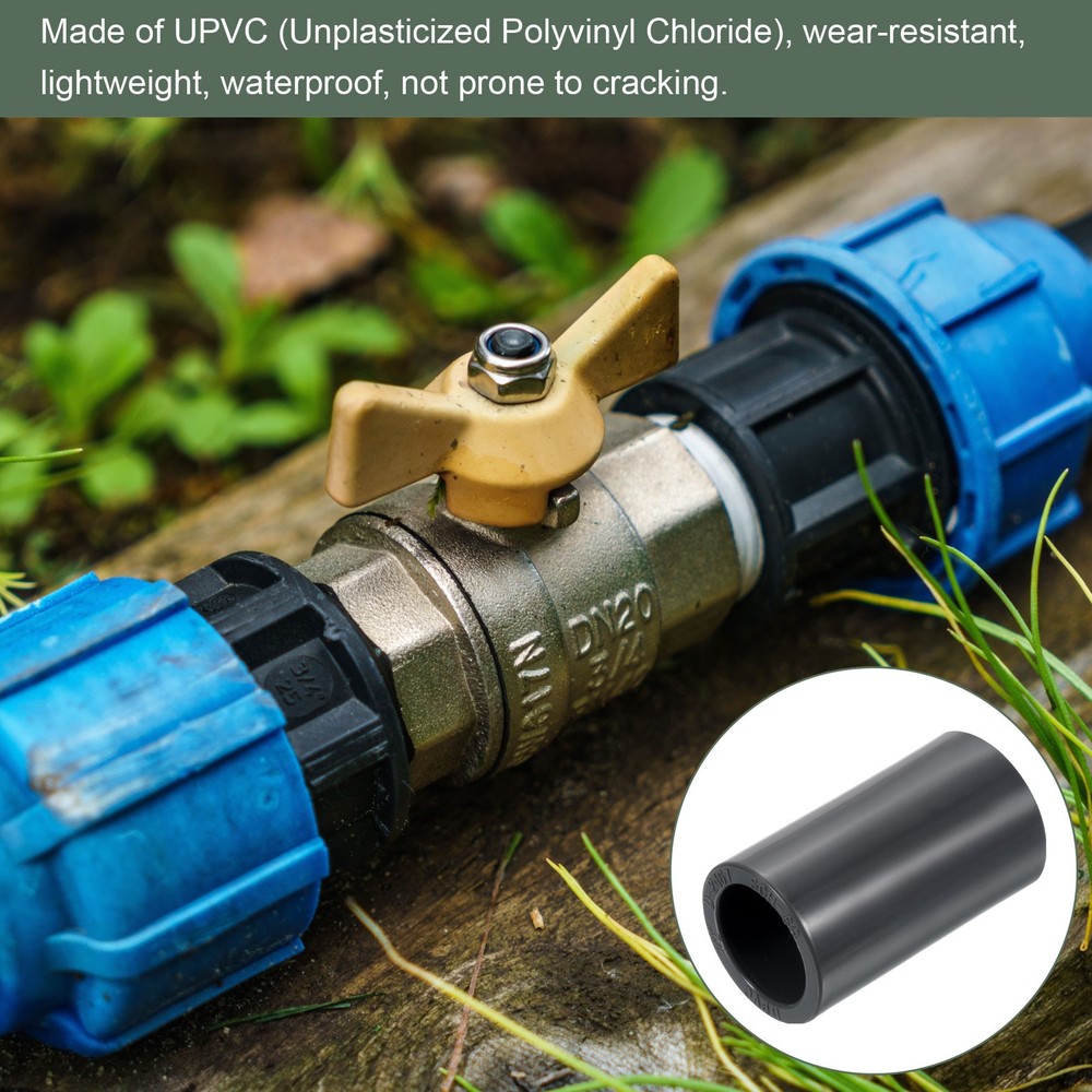 3 Pcs UPVC Fitting, Straight Adapter Connector Socket Schedule 80(Gray, 1/2")