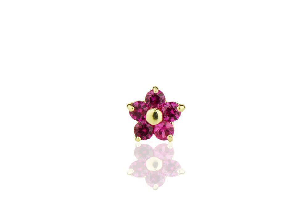 14k Yellow Gold Flower Nose Piercing Stud