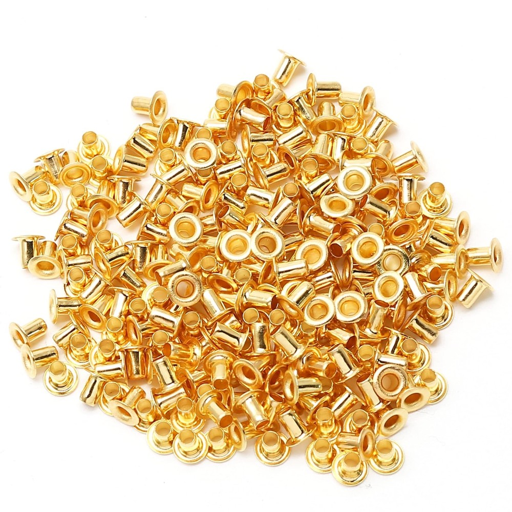 Litoexpe 2MM Tiny Grommets Eyelets 200 Pcs, Self Backing 2 MM, Gold