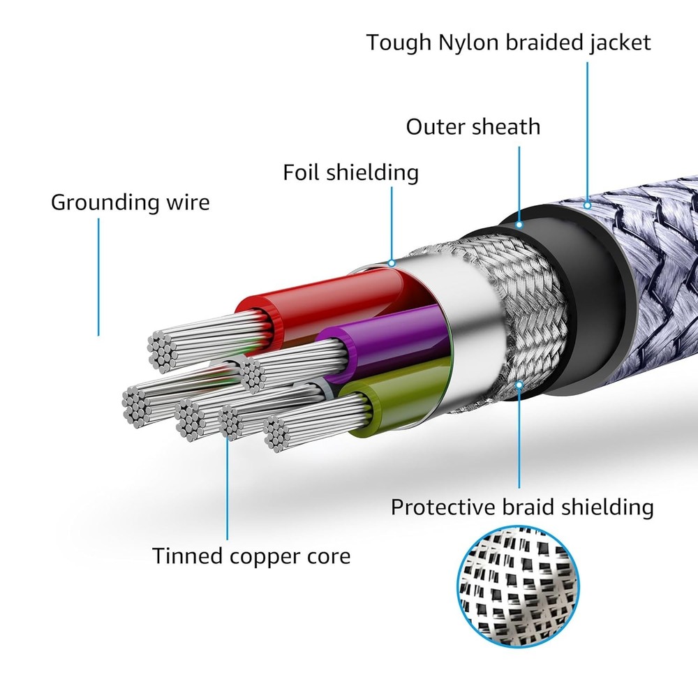 Durable Nylon Braided 6ft Micro USB Cable 2-Pack for Fast Charging Devices