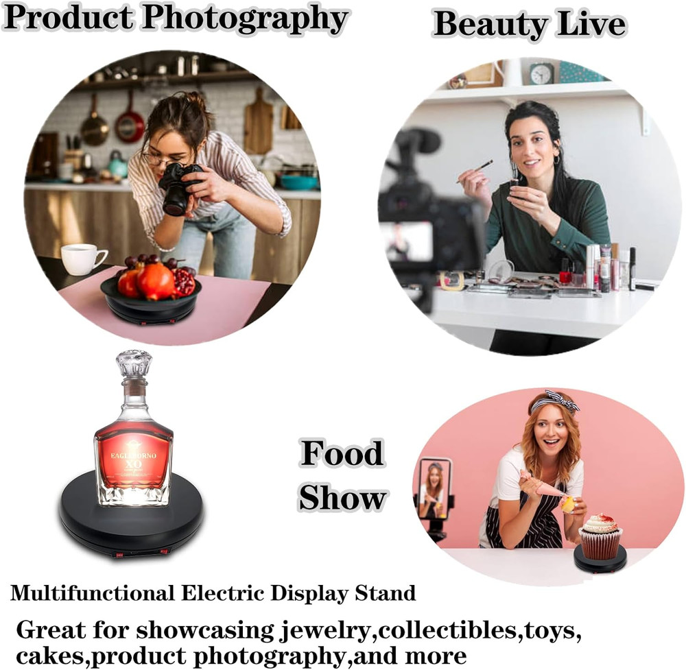 Multicolor LED Light Motorized Rotating Display Stand , 10 inch /55lbs Load, 360