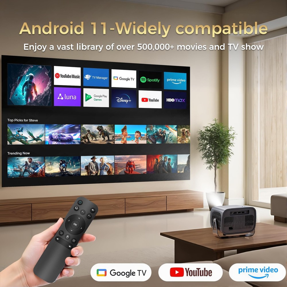 Smart Projector with WiFi and Bluetooth, 400Ansi Protable Mini Projector Supp...