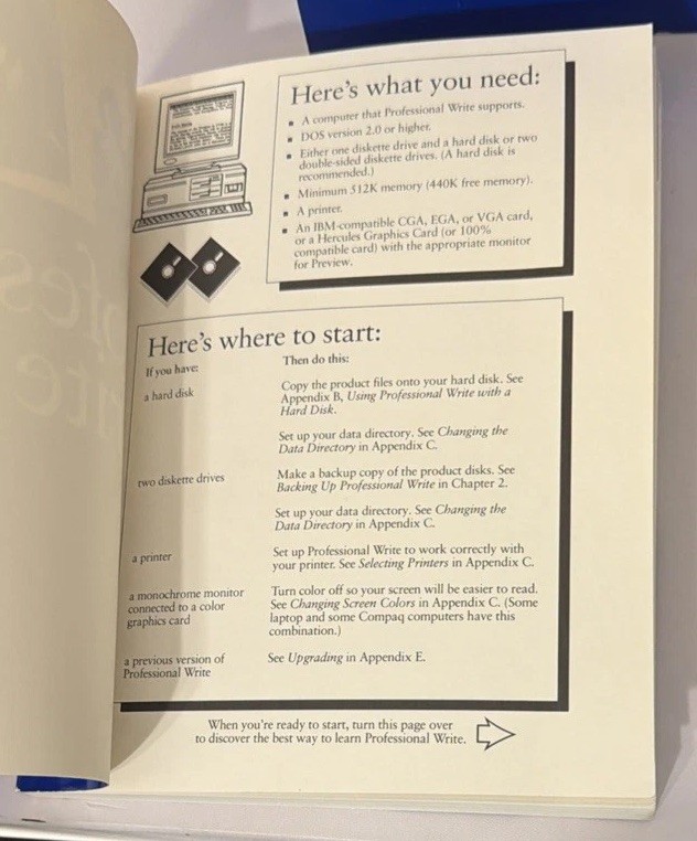 Vintage 1989 SPC Professional Write 2.1 Word Processing Software 3.5 5.25" Disks