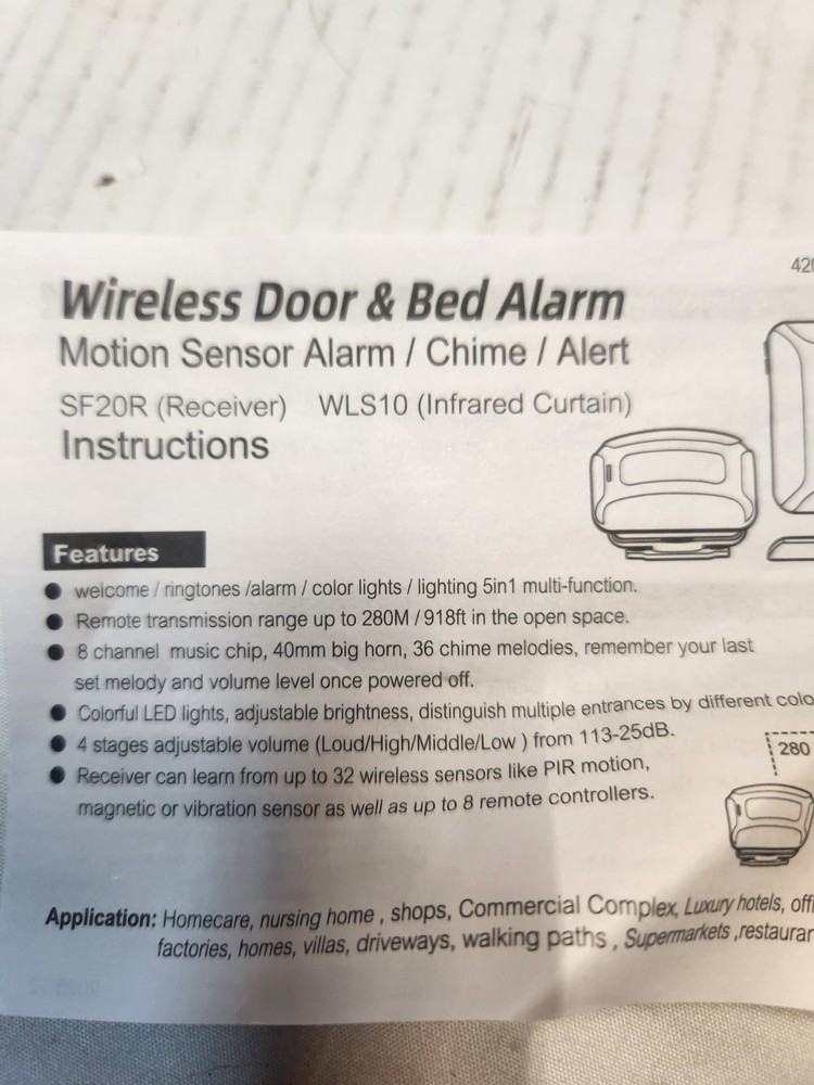 Motion Sensor Alarm/chime Alert