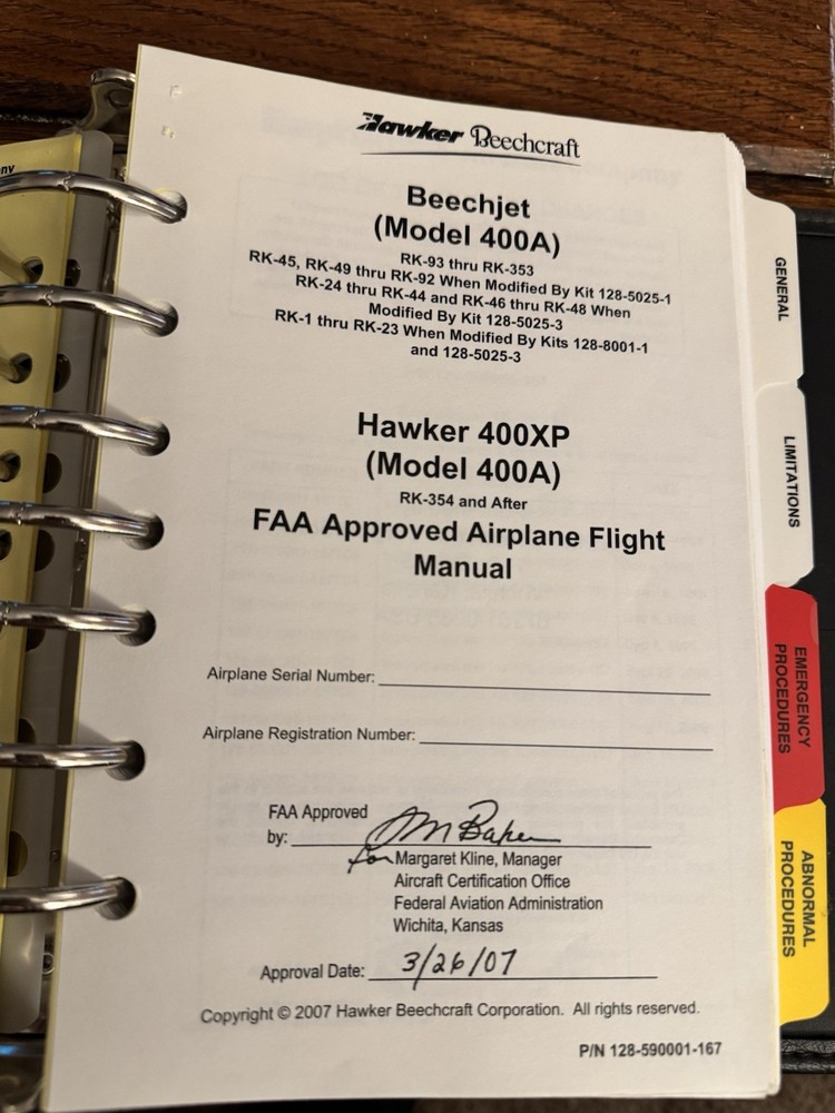 Beechjet 400a Airplane Flight Manual