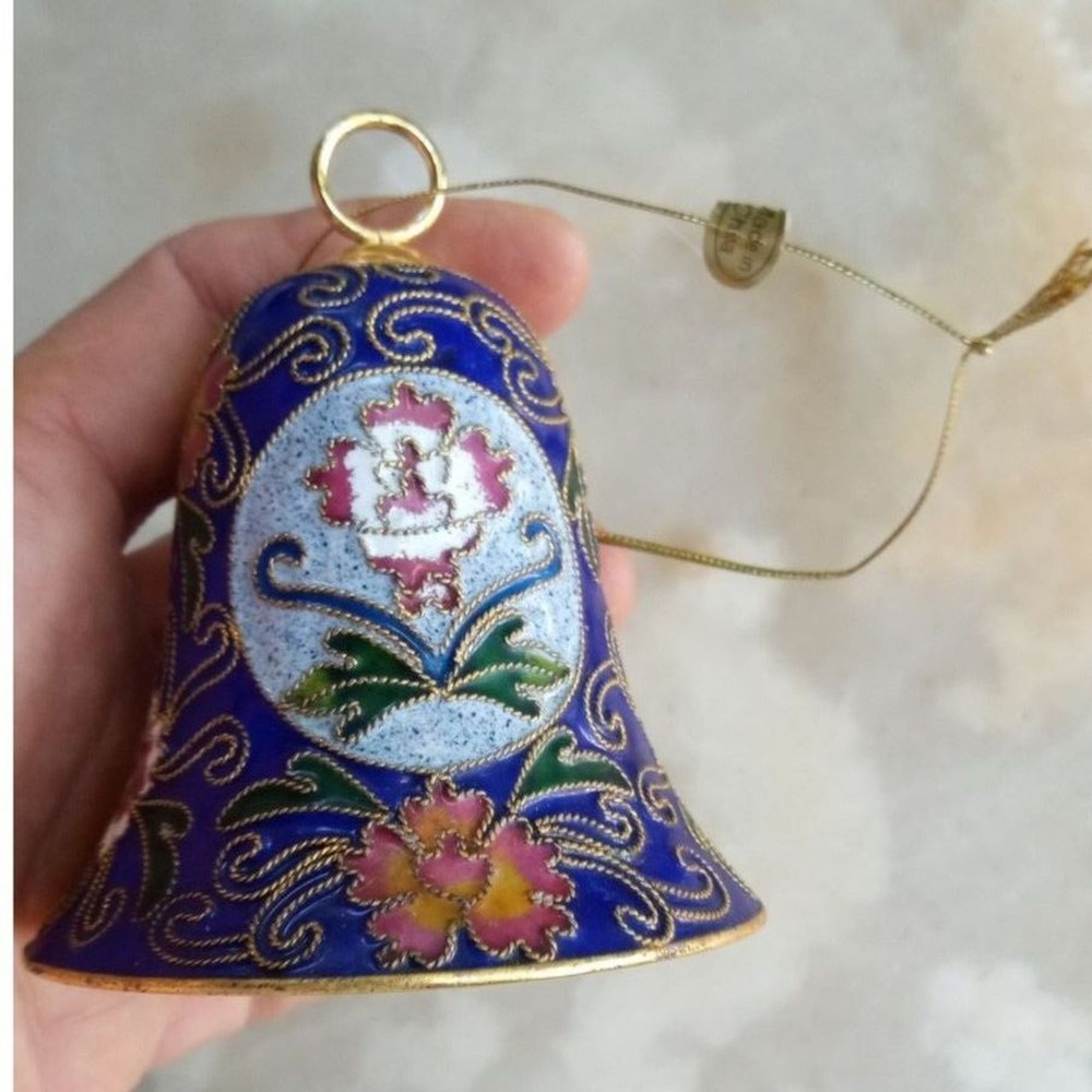 Cloisonné Bell and Egg on Stand