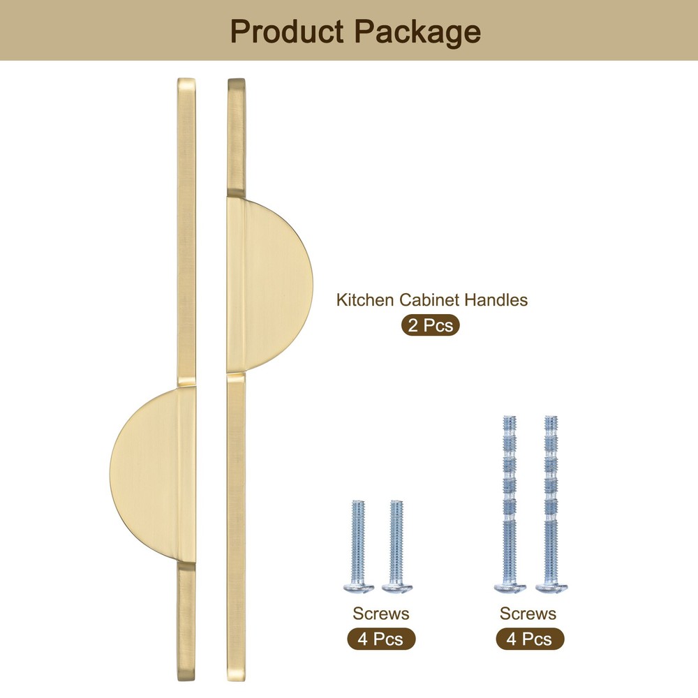2 Pack Brushed Gold Cabinet Pulls Semicircle Cabinet Handle 11-1/3 inch/288mm
