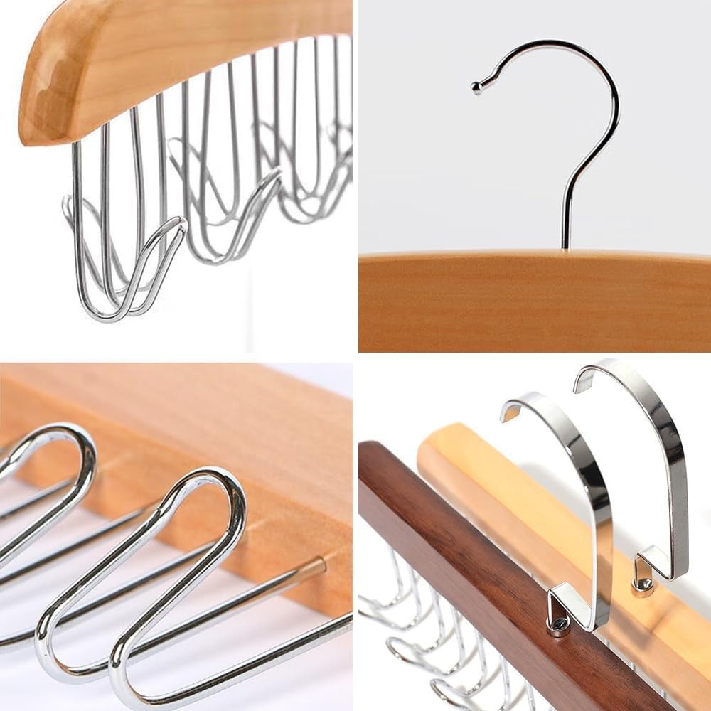 4 Pack Tie Rack Hanger with 8 2 inches (width) x 2 (height), Brown