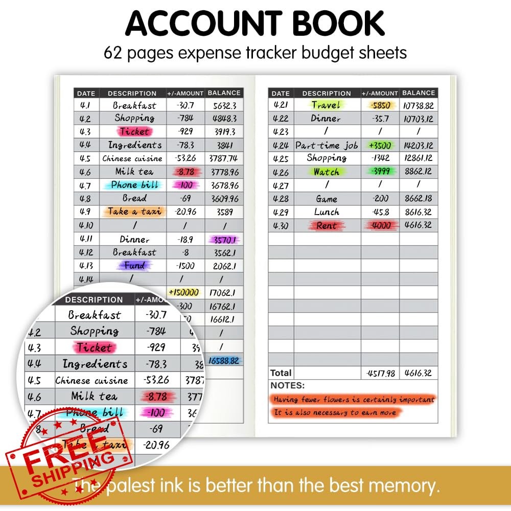 Pocket Planner Notebook Insert 30 Sheets 8.25x4.25 Account Book