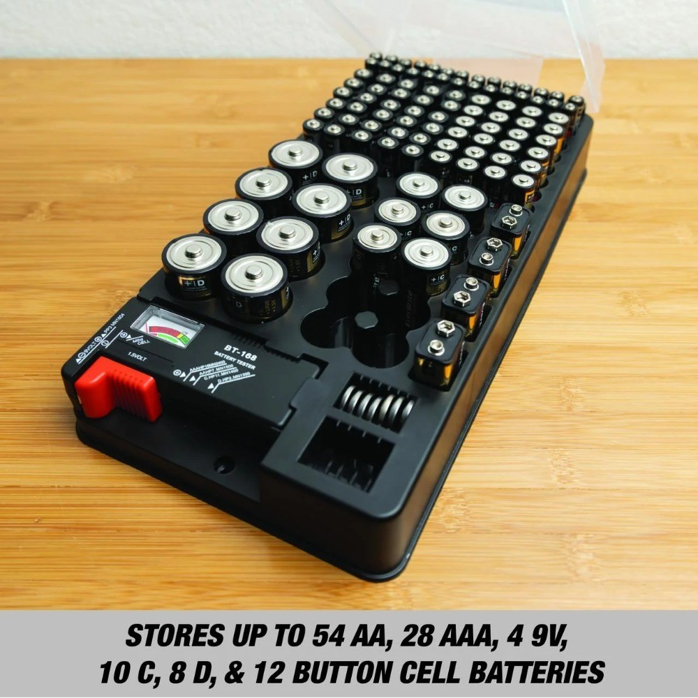 Universal AA AAA Battery Organizer and Tester Storage Case Box with Voltage