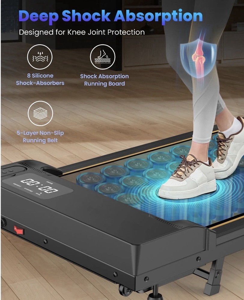Under Desk Electric Treadmill Remote Control LED Display 300 lb Foldaway Compact