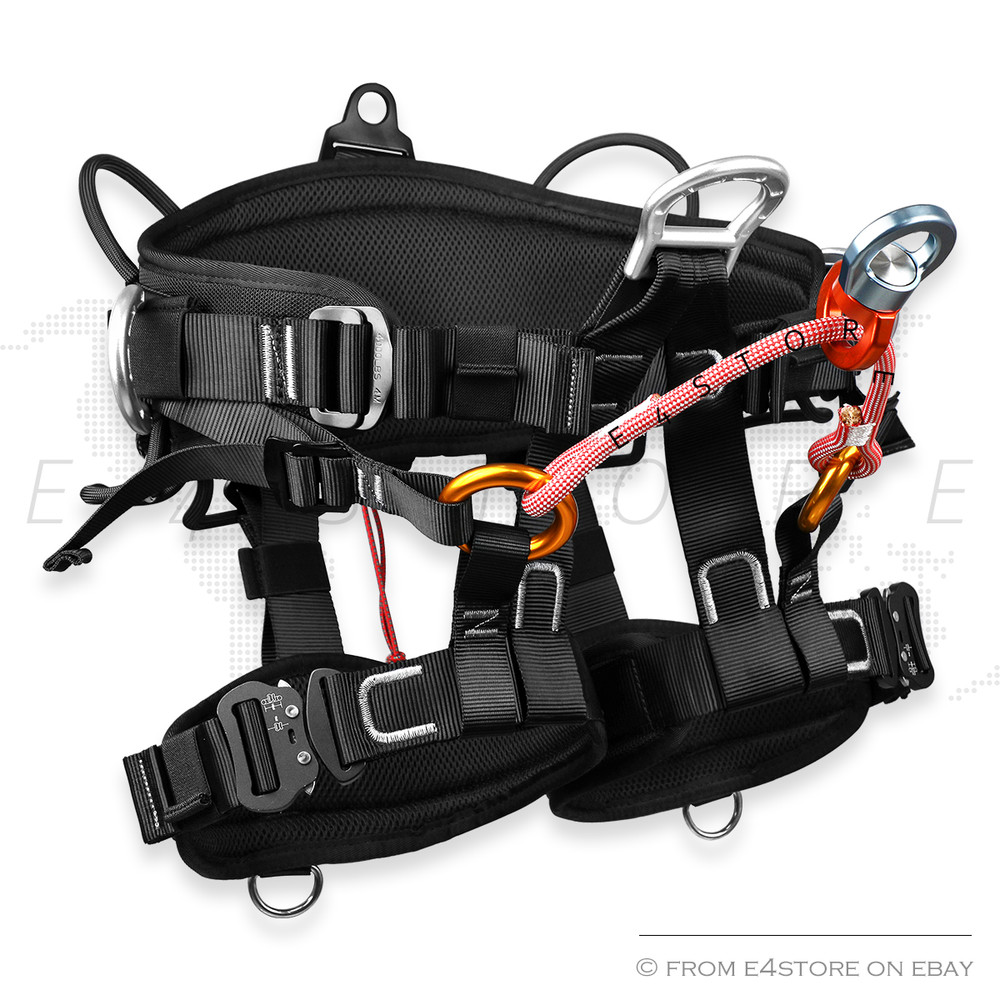 Tree Climbing Sit Harness Arborist Saddle S M Black