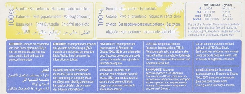 Tampons Non-Applicator Regular 20 Ct, Set of 4