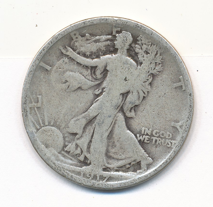1917 S WALKING LIBERTY SILVER HALF DOLLAR