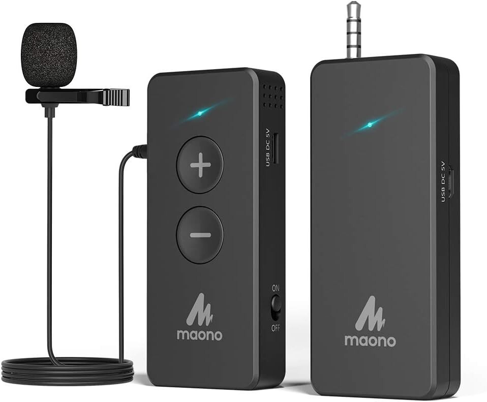 MAONO Mini Wireless Microphone System Lavalier Lapel Mic System AU-WM800
