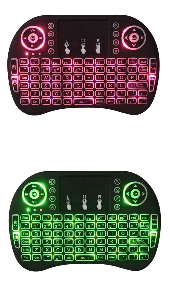 2.4gHz - Backlit Mini Wireless Handheld Keyboard Mouse Touchpad Black - 7 COLOR