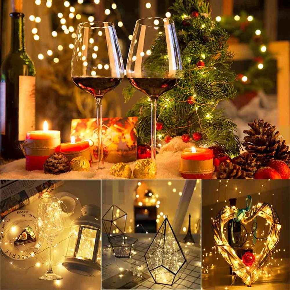 Solar battery powered Solar LED String & Fairy Lights Copper wire light string