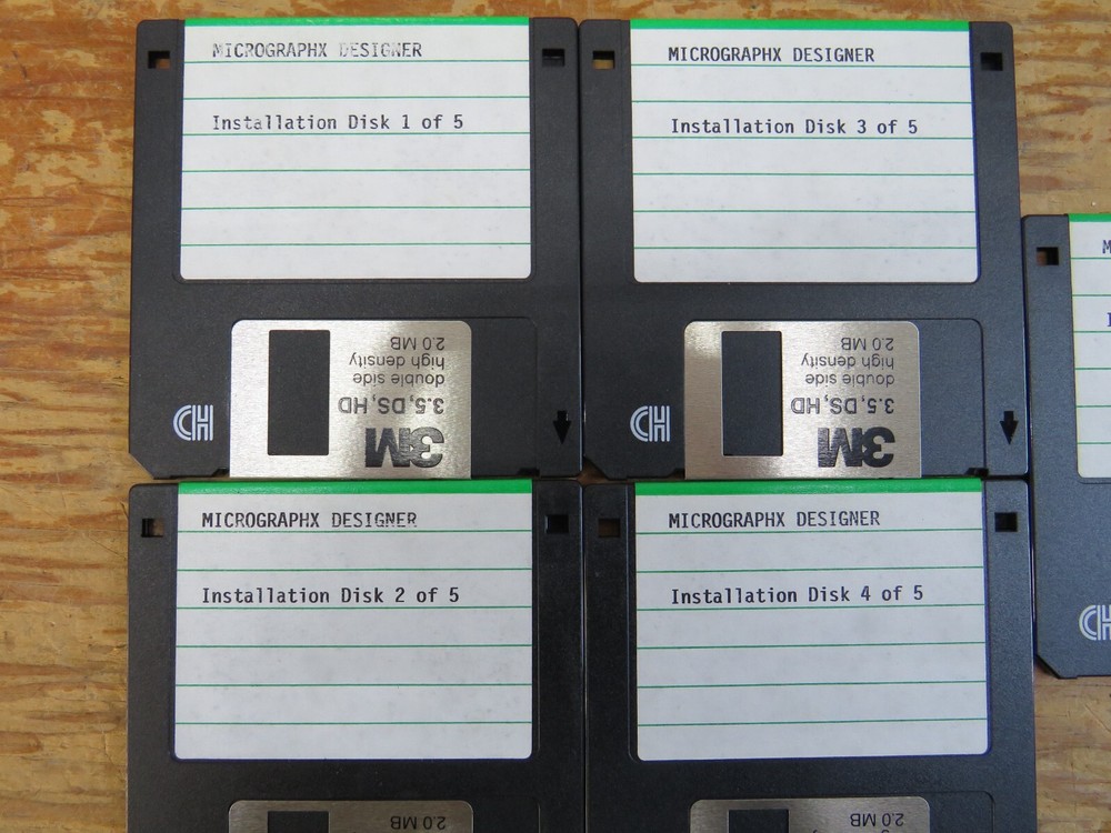 Vintage 1987-1990 Micrografx Designer Installation Disks 1-5