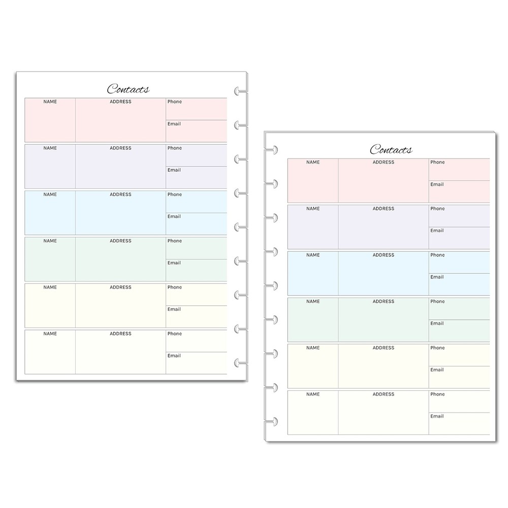 Contact Information and Birthday Tracker Inserts for 9-Disc Classic Happy Pla...