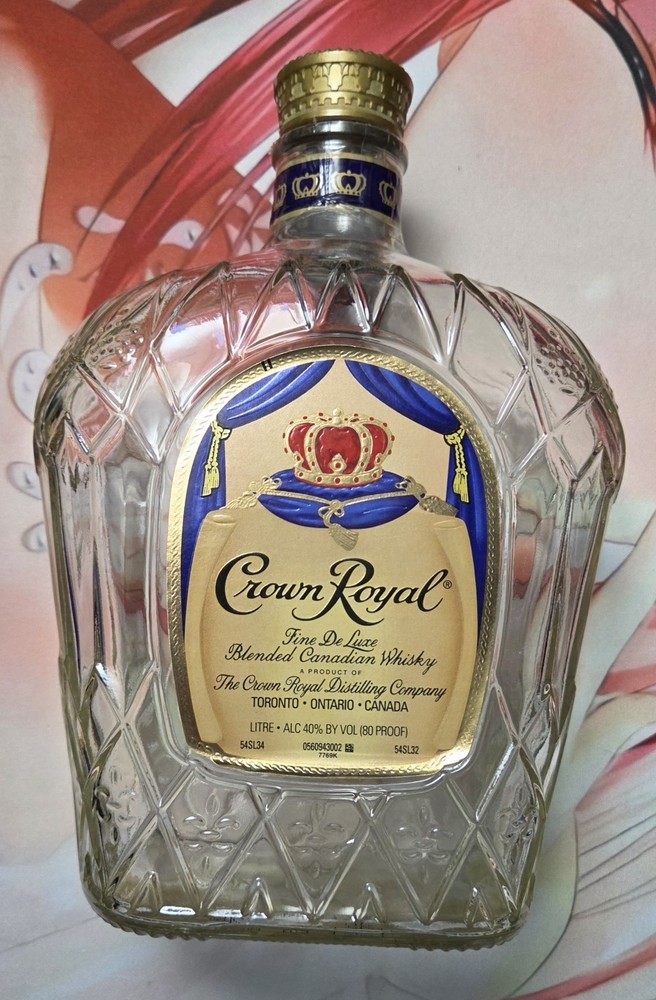 Empty - Crown Royal Litre Glass Bottle with Cap