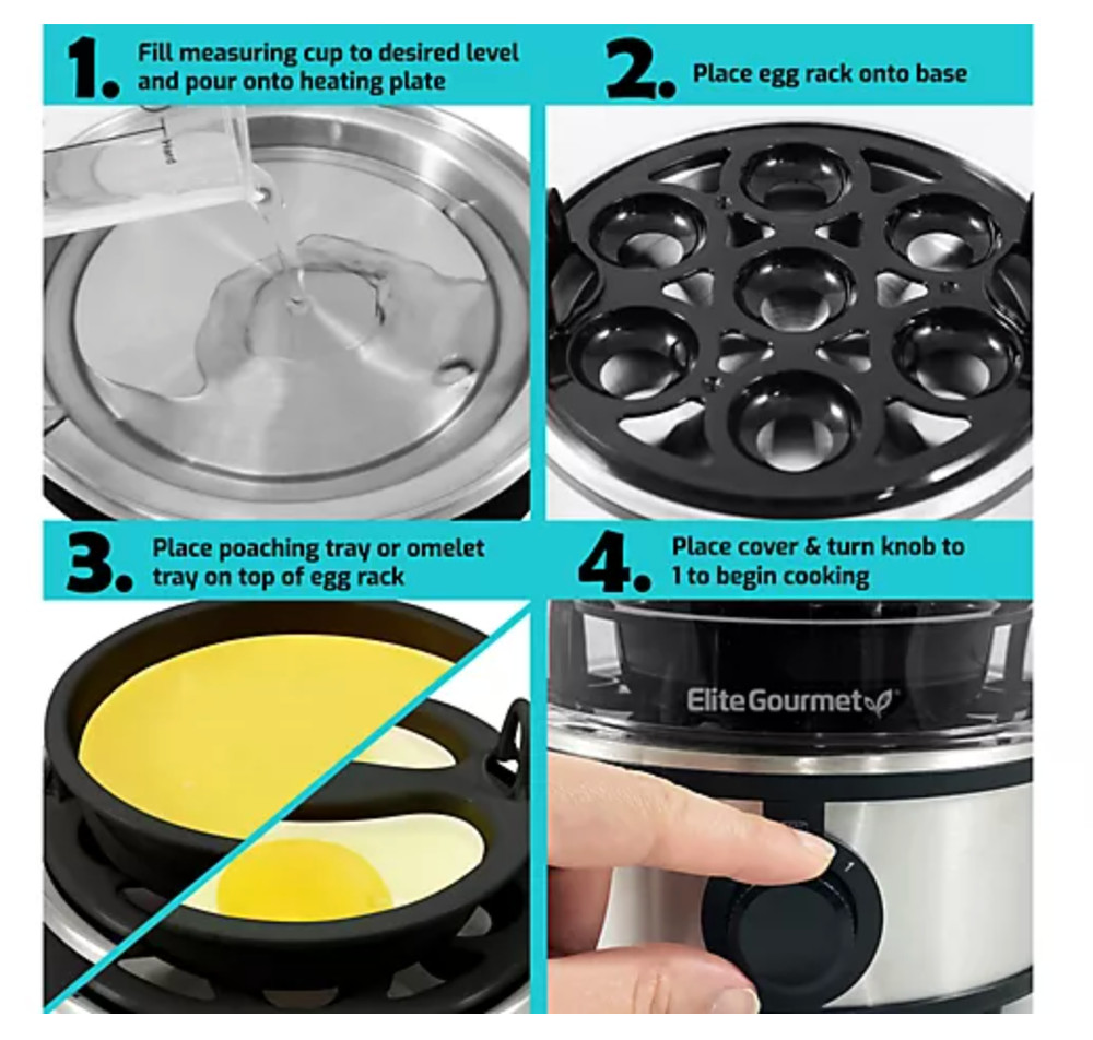 Elite Gourmet Platinum Stainless Steel Automatic Egg Cooker