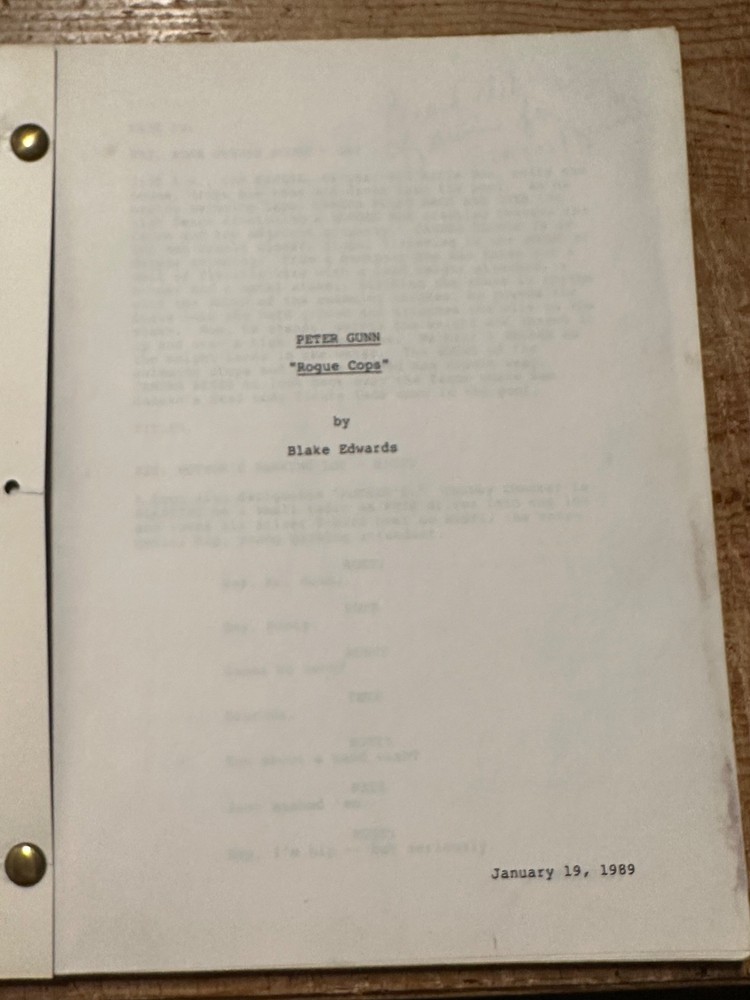 PETER GUNN SCREENPLAY SCRIPT ORIGINAL BLAKE EDWARDS PETER STRAUSS