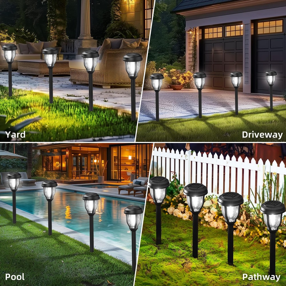 DERAYSION 12 Pack Solar Lights Outdoor, Pathway 12 PACK, Cold White