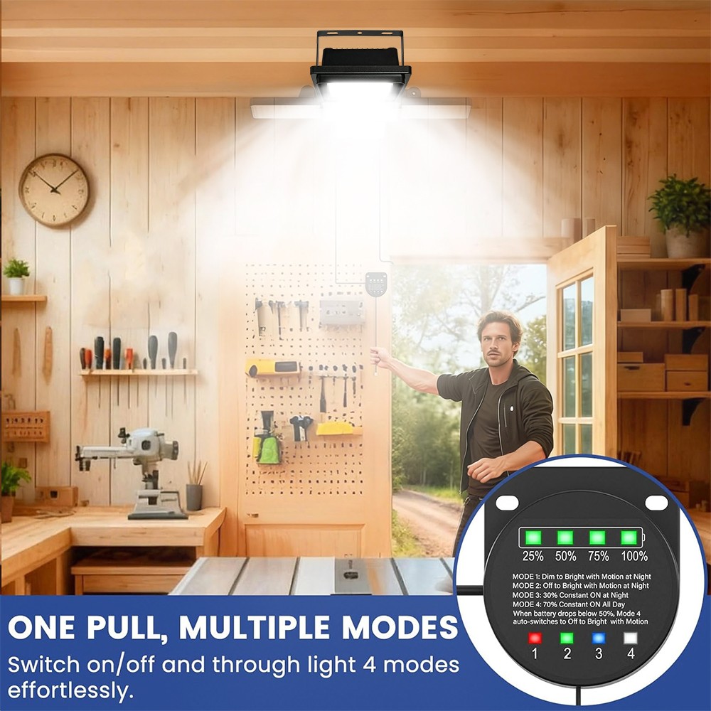 LED Solar Shed Light Daytime Available Pendant with Pull String Light Out/Indoor