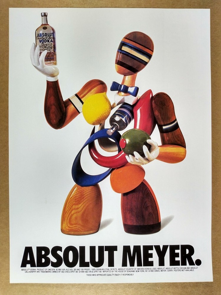 1997 Absolut MEYER Daniel Meyer artwork vintage print Ad