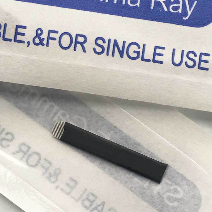 100pcs 16U Microblading Needles Permanent Makeup Eyebrow Tattoo Curved Blade