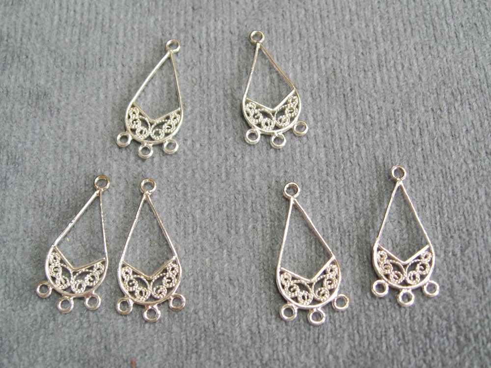 Delicate Drop Style Earring Finding with Three Loops  8 x 20mm