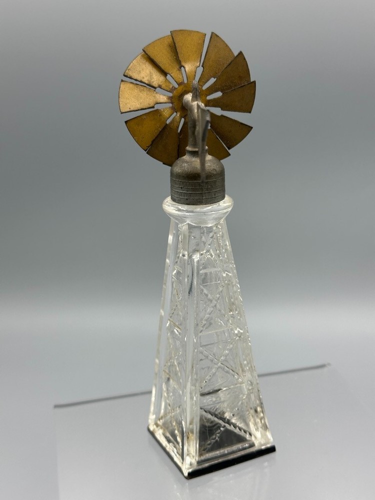 c 1915 WINDMILL Eagle Moon CANDY GUARANTEED Antique GLASS CONTAINER E&A 840