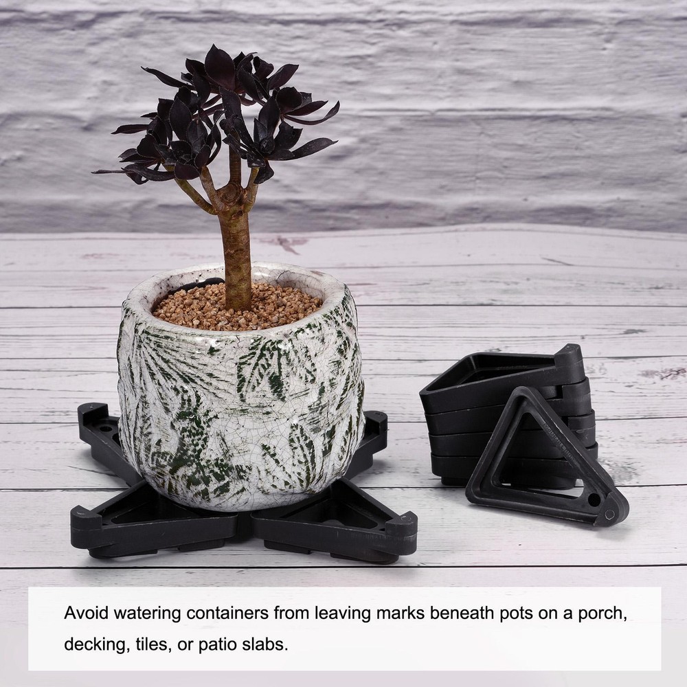 12pcs Plant Pot Feet Plastic Triangle Flower Bottom Stand Rack Riser Black