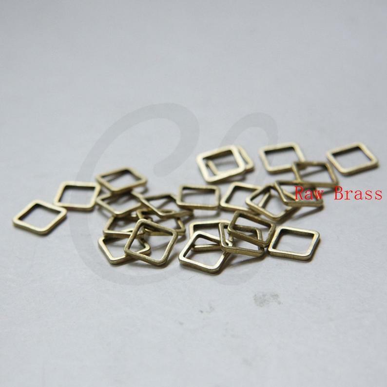 60 Pieces Raw Brass Square Blank Ring - Square 8mm (CW-3294C)
