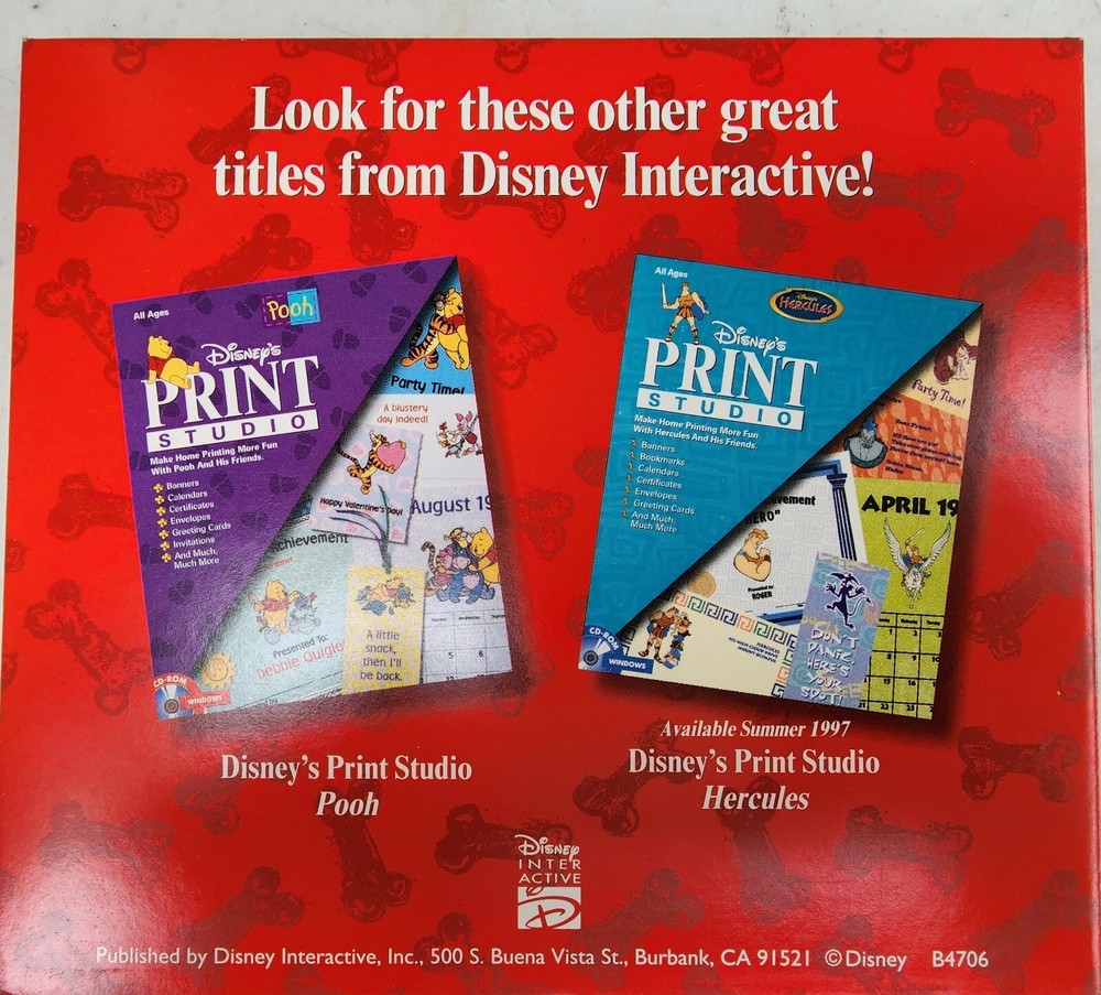 Vintage Disney 101 Dalmatians Print Studio PC 1997