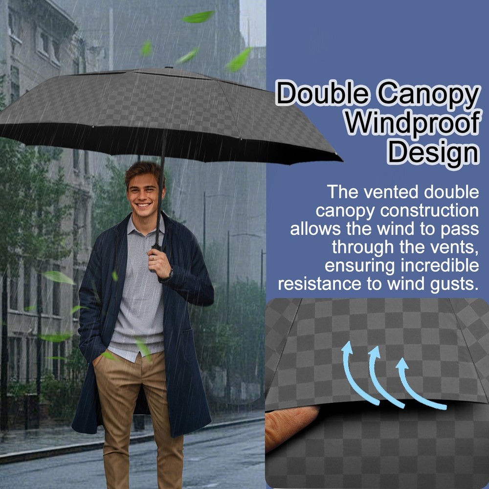 62 Inch Golf Umbrella Windproof Auto Open/Close Oversize Folding UPF 50+ Sun