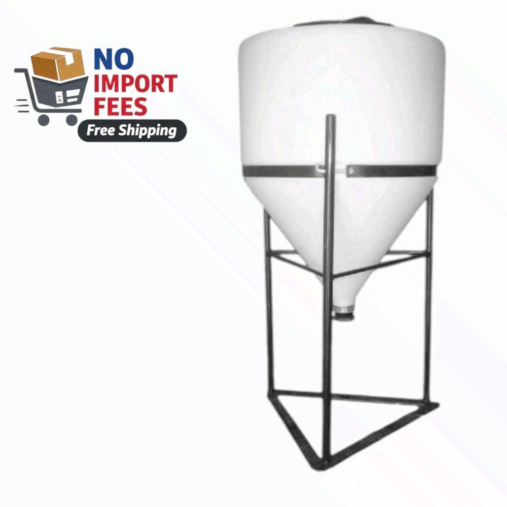 15Gallon Cone Bottom Inductor Tank with Steel Stand Full Drain MDPE Chemical Res
