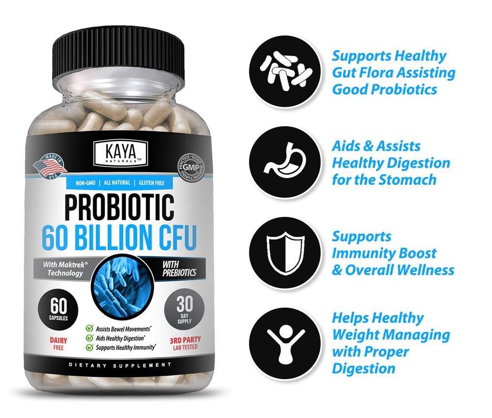 Probiotic 60 Billion with Prebiotics, Immune Function, Healthy Digestion 60 Ct
