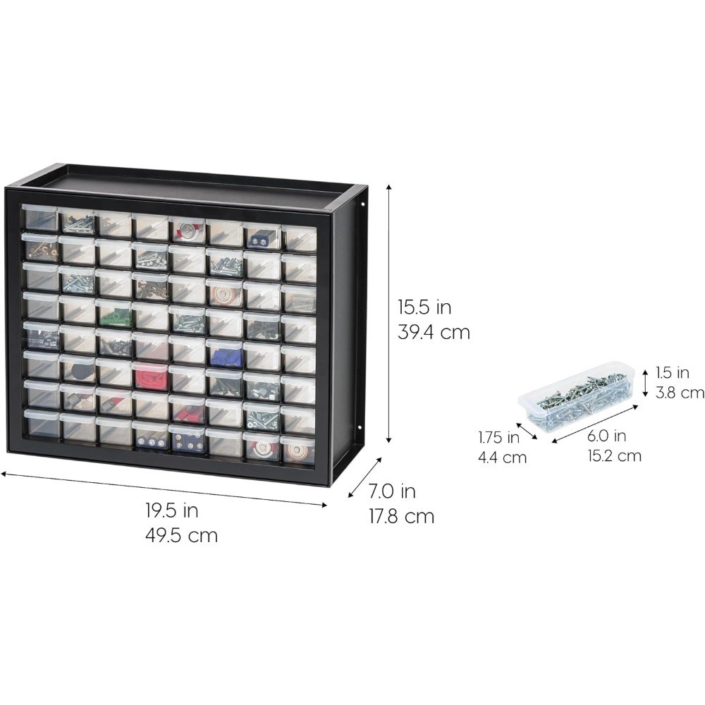 64-Drawer Stackable Storage Cabinet with Screw Tool for Hardware