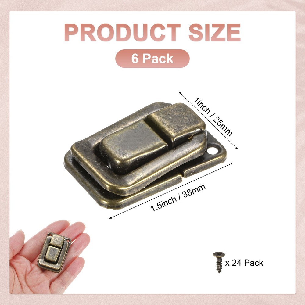 6-Pack Toggle Catch Lock, 1.5" Metal Hasp Latch Clasp [Bronze]