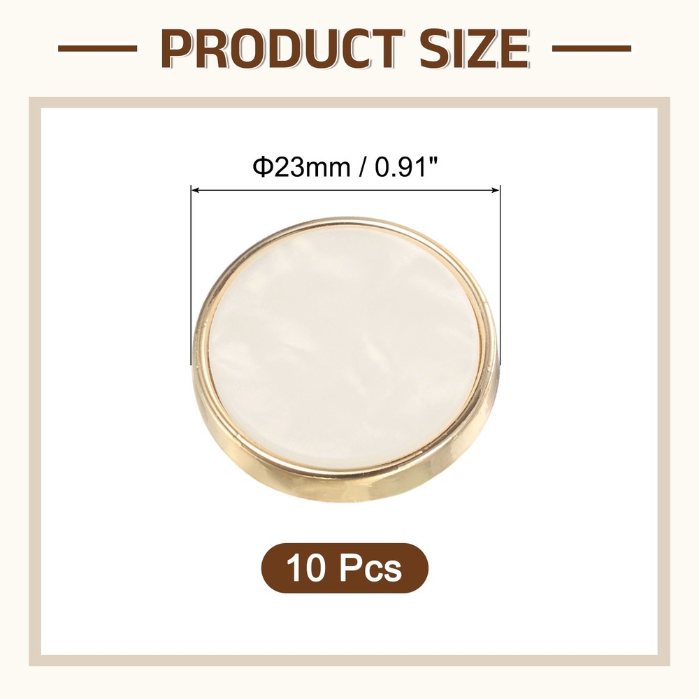 10Pcs Round Button, 23mm/0.9" Resin Decorative Pattern Button, White