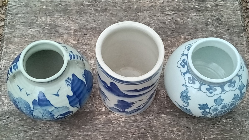 Three Chinese Blue and White Vases