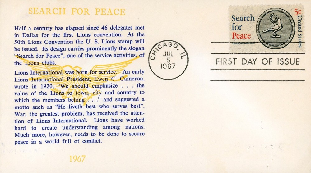 US 1326 FDC Search for Peace Von Ohlen