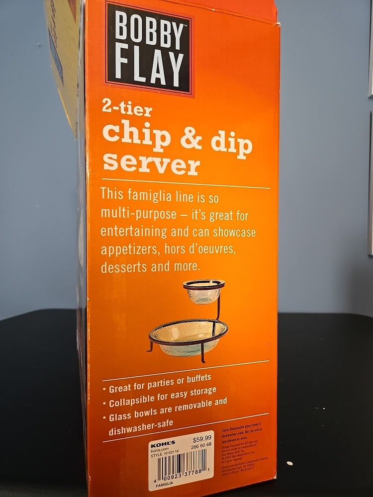 Bobby Flay 2 Tier Chip & Dip Server 10" & 6" Diameter 8" Tall