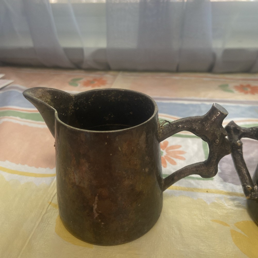 ARAM Signed Silver Plate Sugar and Creamer Set with Branches
