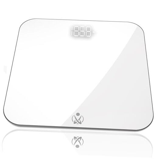 Bathroom Scale, Highly Accurate Digital Bathroom Body Scale, Measures White