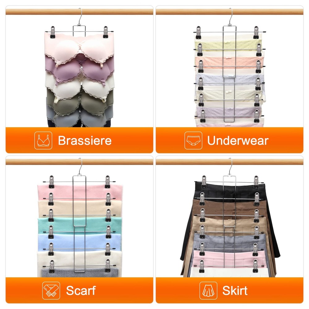 3 Pack Pants-Hangers-Space-Saving,6 Large, 3 Pack-silver